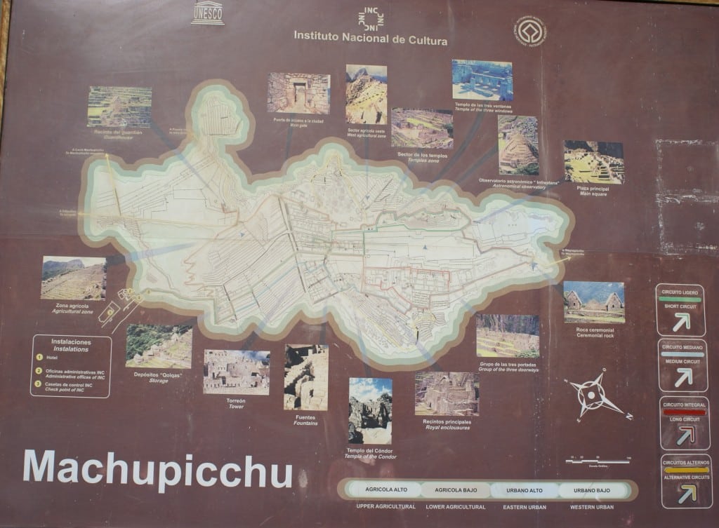 Plan du site Machu Picchu, Perou